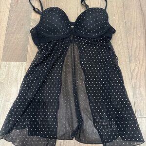 Vintage black polka dot babydoll top!